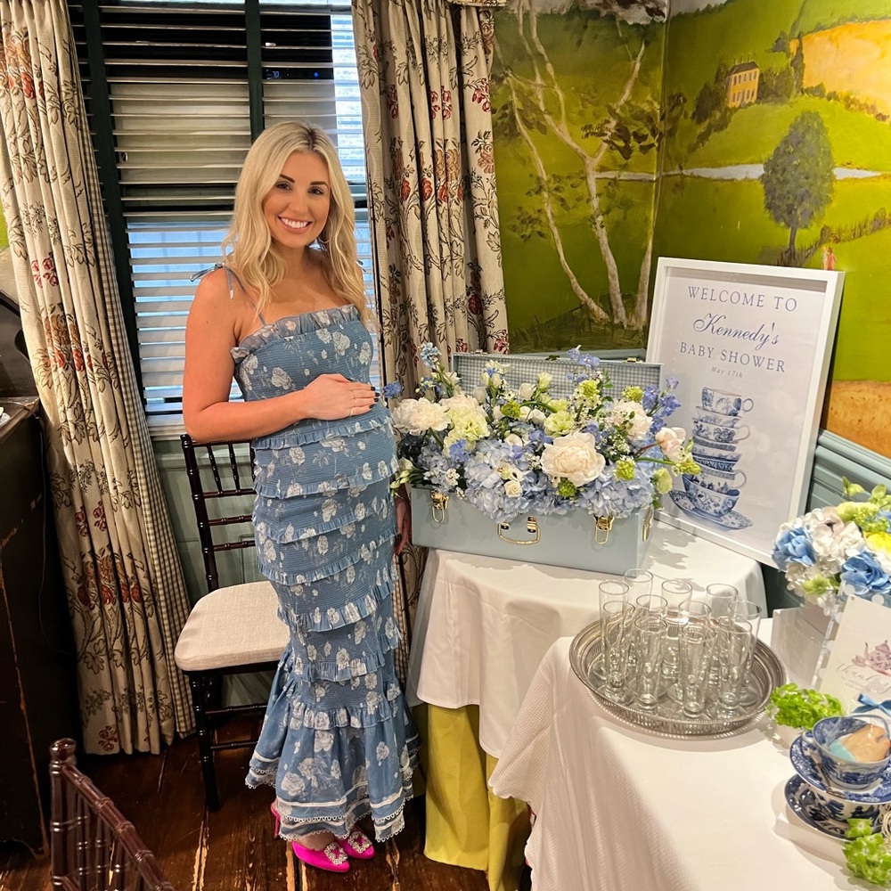 V. Chapman The Geranium Dress in Dusk Blue Roses